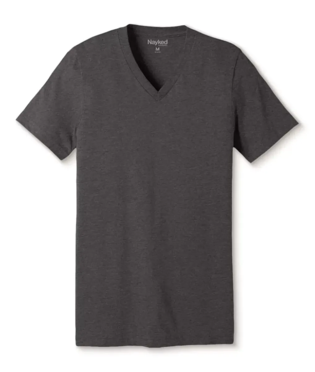 Clearance Nayked Apparel Men'S Classic Soft Heathered Short Sleeve V-Neck T-Shirt