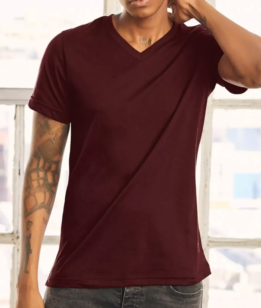 Best Nayked Apparel Men'S Classic Soft Heathered Short Sleeve V-Neck T-Shirt