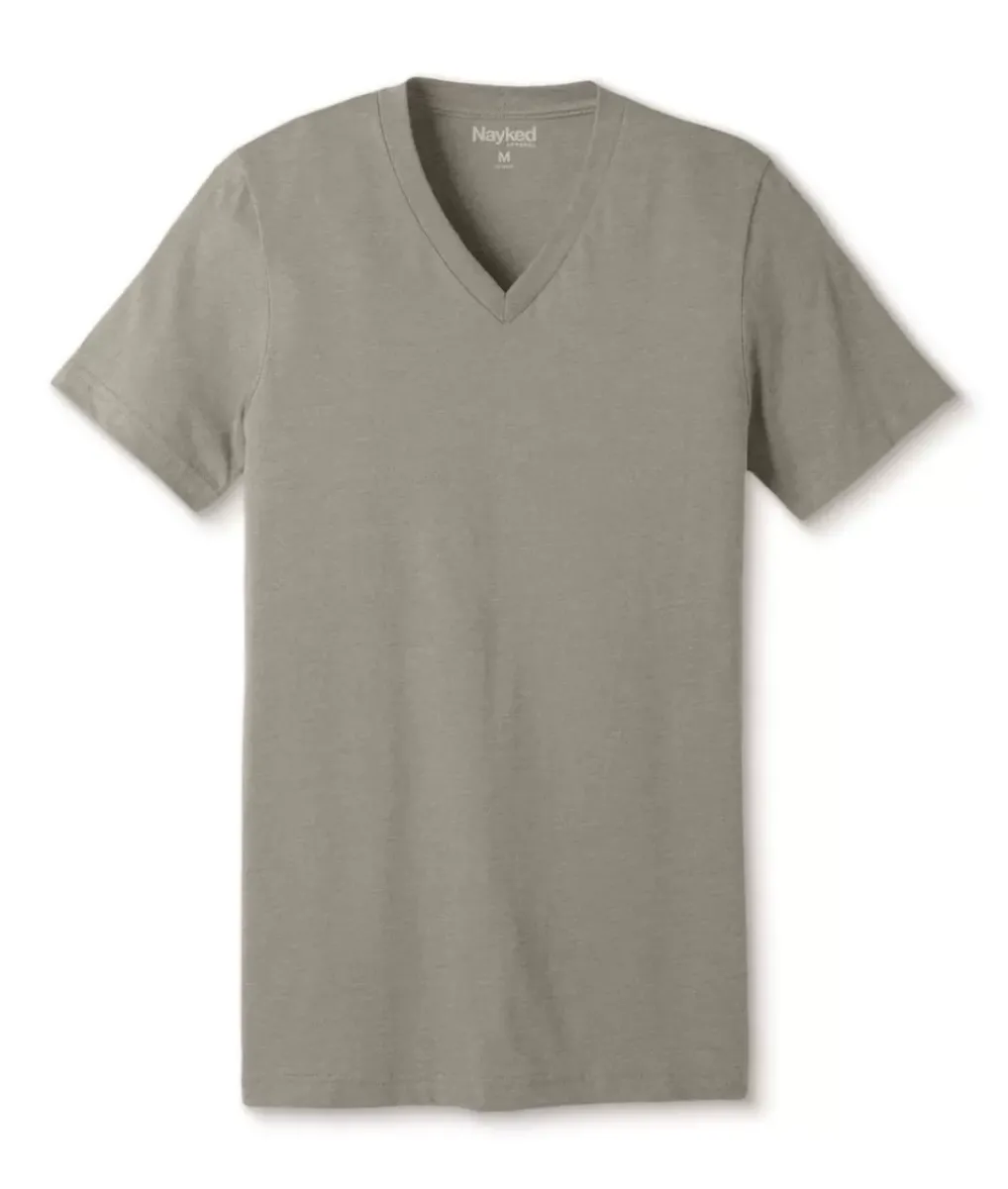 Best Nayked Apparel Men'S Classic Soft Heathered Short Sleeve V-Neck T-Shirt