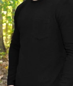 Best Nayked Apparel Men'S Long Sleeve Ottoman Rib Knit Textured Fabric Tee/Discontinued