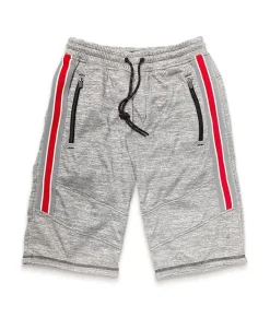 Outlet Nayked Apparel Men'S Performance Fleece Side Stripe Shorts/Discontinued Heather Grey