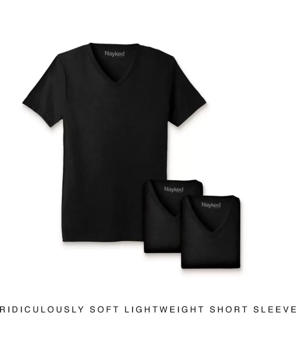 Sale Nayked Apparel Men'S 3Pk Ridiculously Soft Lightweight V-Neck T-Shirt