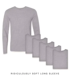 Hot Nayked Apparel Men'S 6Pk Ridiculously Soft Long Sleeve 100% Cotton T-Shirt