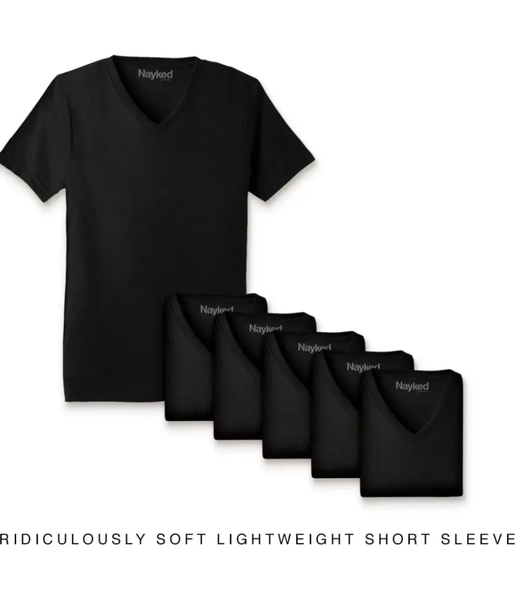 Sale Nayked Apparel Men'S 6Pk Ridiculously Soft Lightweight V-Neck T-Shirt