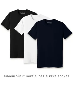 New Nayked Apparel Men'S 3Pk Ridiculously Soft 100% Cotton Pocket T-Shirt Favorites