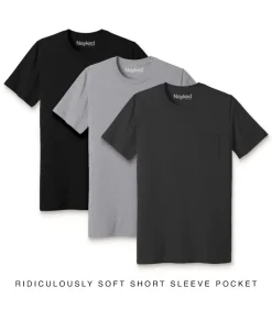 Outlet Nayked Apparel Men'S 3Pk Ridiculously Soft 100% Cotton Pocket T-Shirt Favorites