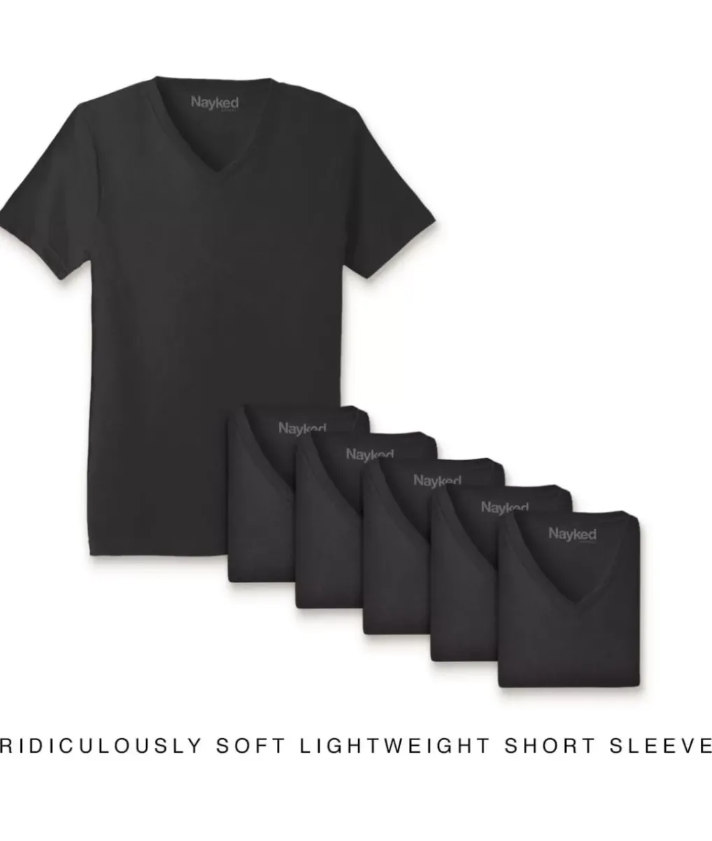 Discount Nayked Apparel Men'S 6Pk Ridiculously Soft Lightweight V-Neck T-Shirt