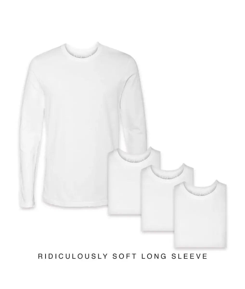 Outlet Nayked Apparel Men'S 4Pk Ridiculously Soft Long Sleeve 100% Cotton T-Shirt