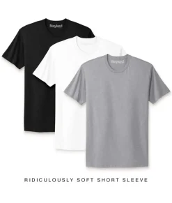 Online Nayked Apparel Men'S 3Pk Ridiculously Soft Short Sleeve Crew Neck 100% Cotton T-Shirt Favorites