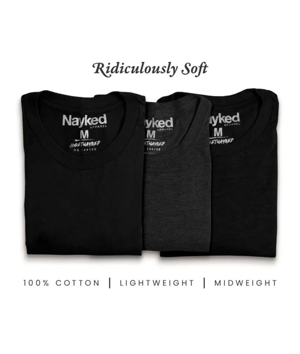 New Nayked Apparel Men'S 3Pk Tri-Nayked Short Sleeve Crew Neck T-Shirts