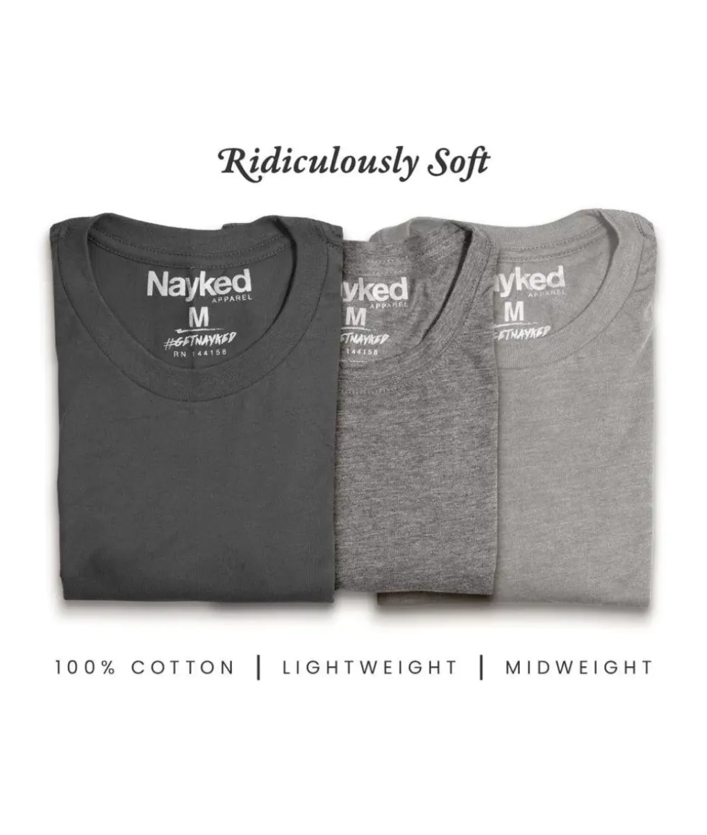 New Nayked Apparel Men'S 3Pk Tri-Nayked Short Sleeve Crew Neck T-Shirts