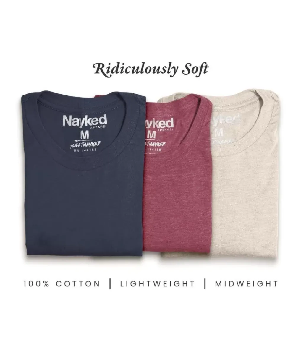 New Nayked Apparel Men'S 3Pk Tri-Nayked Short Sleeve Crew Neck T-Shirts