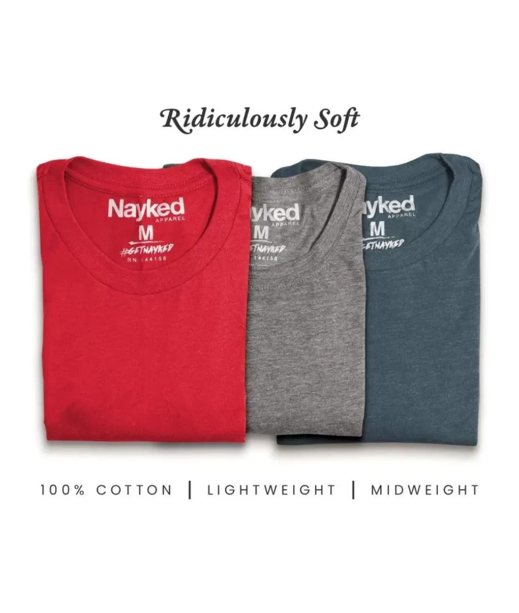 Online Nayked Apparel Men'S 3Pk Tri-Nayked Short Sleeve Crew Neck T-Shirts