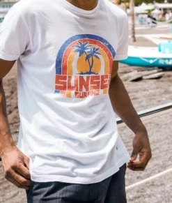Fashion Nayked Apparel Men'S Ridiculously Soft 100% Cotton Graphic Tee | Sunset Surfing