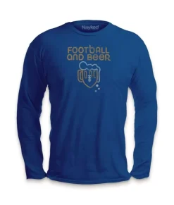 New Nayked Apparel Men'S Ridiculously Soft Cotton Long Sleeve Graphic Tee | Football And Beer