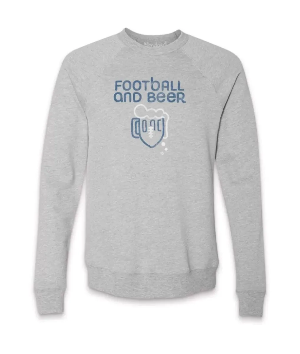 Best Nayked Apparel Men'S Ridiculously Soft Fleece Graphic Pullover Sweatshirt | Football And Beer