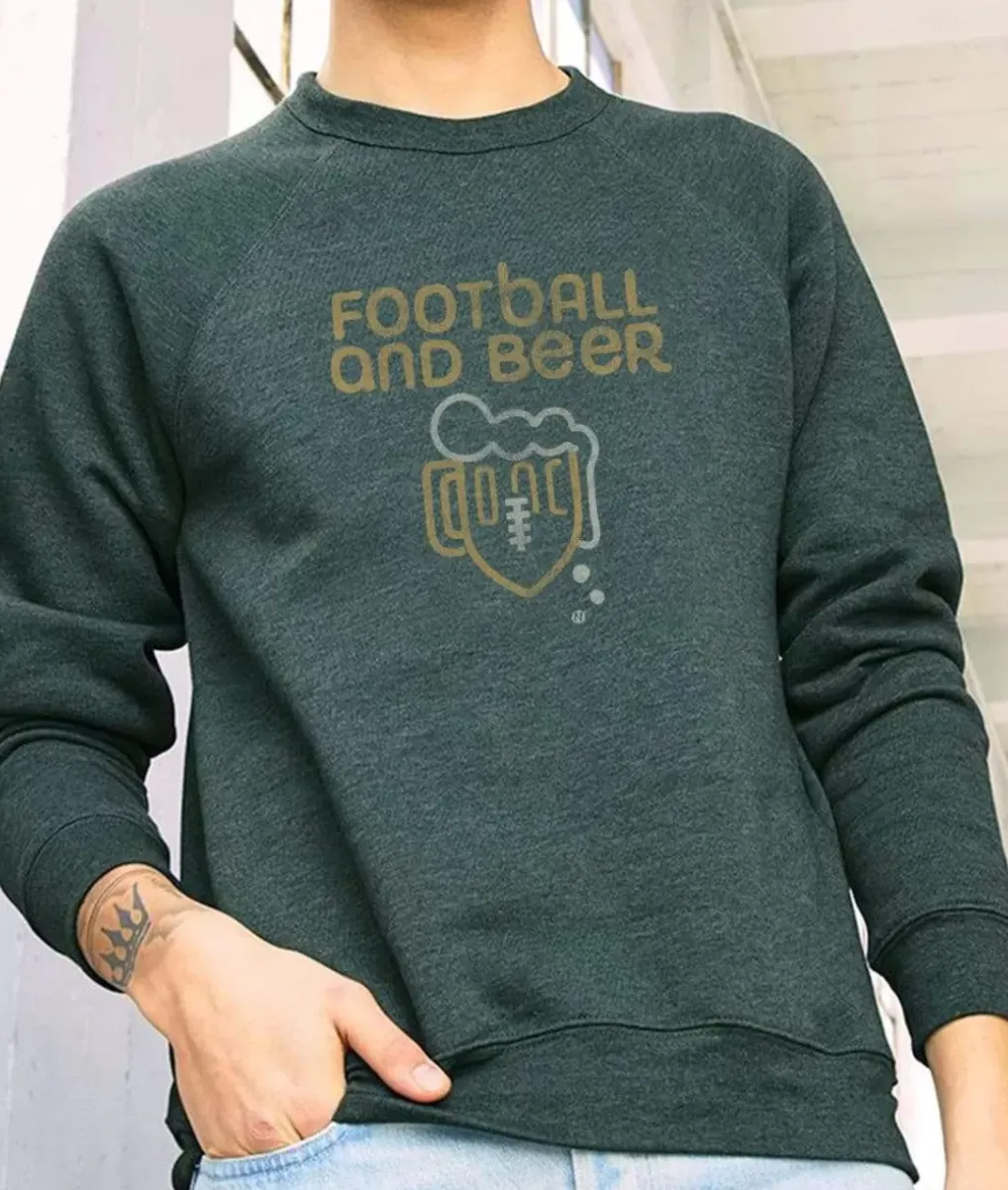 Hot Nayked Apparel Men'S Ridiculously Soft Fleece Graphic Pullover Sweatshirt | Football And Beer