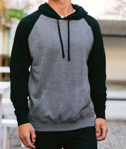 Online Nayked Apparel Men'S Ridiculously Soft Midweight Raglan Colorblocked Hooded Sweatshirt