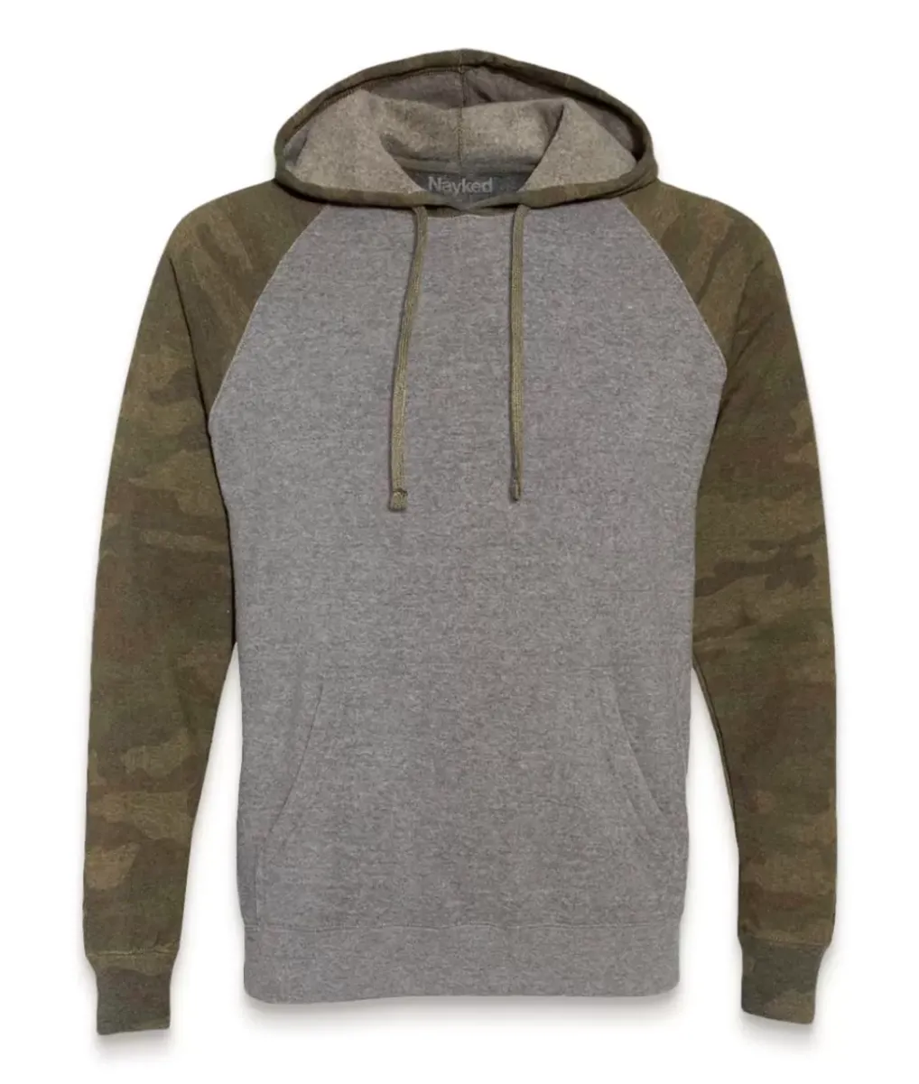 Online Nayked Apparel Men'S Ridiculously Soft Midweight Raglan Colorblocked Hooded Sweatshirt