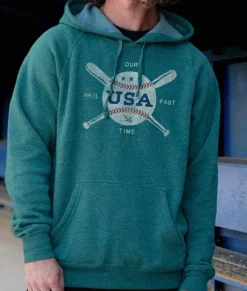 Hot Nayked Apparel Men'S Ridiculously Soft Midweight Raglan Hooded Sweatshirt | Vintage Baseball Graphic