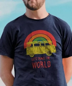 New Nayked Apparel Men'S Ridiculously Soft Midweight Graphic Tee | Let'S Travel The World