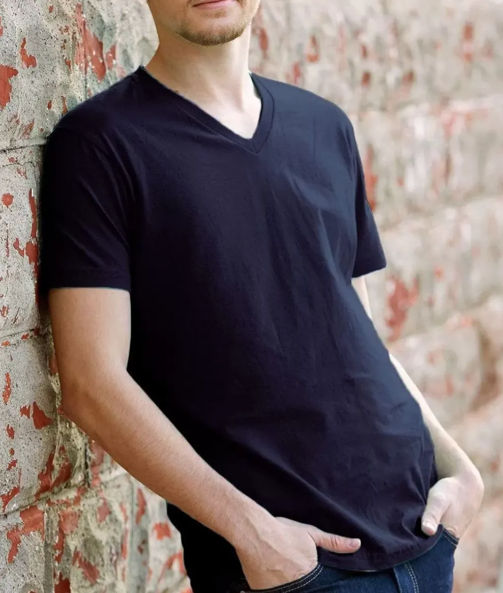 Best Nayked Apparel Men'S Ridiculously Soft Short Sleeve V-Neck 100% Cotton Shirt