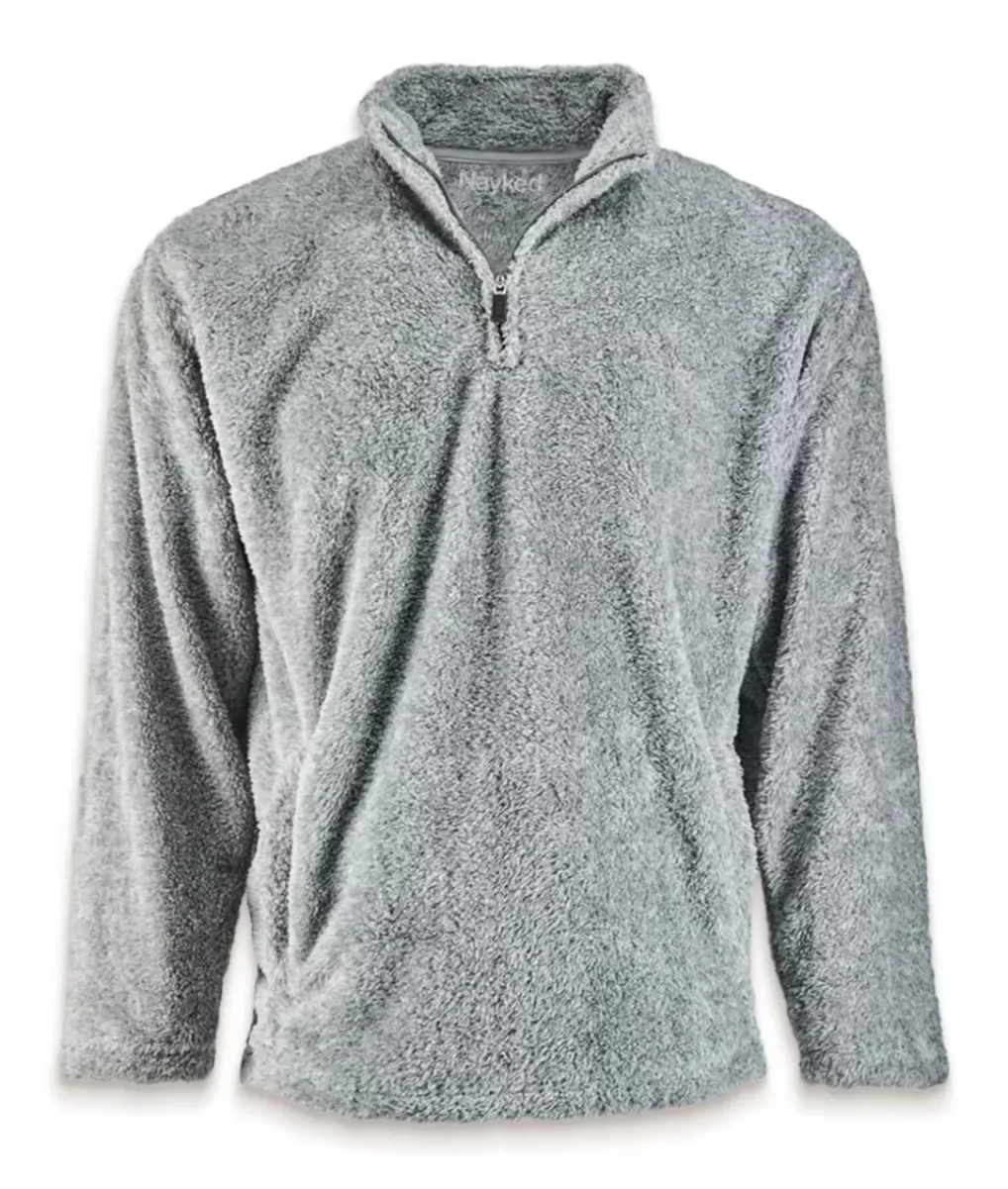 Fashion Nayked Apparel Men'S Ridiculously Soft Shag Sherpa Quarter-Zip Pullover