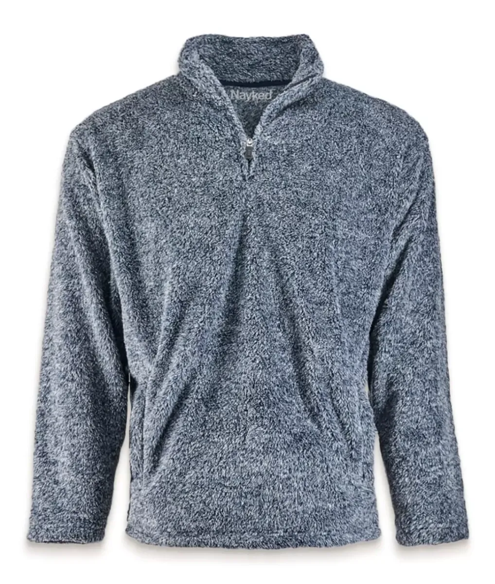 Fashion Nayked Apparel Men'S Ridiculously Soft Shag Sherpa Quarter-Zip Pullover