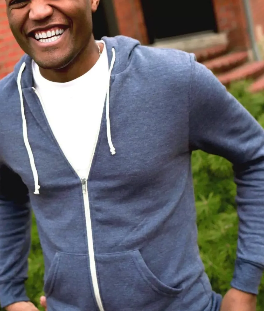 Hot Nayked Apparel Men'S Ridiculously Soft Vintage Recycled Fleece Full-Zip Hoodie