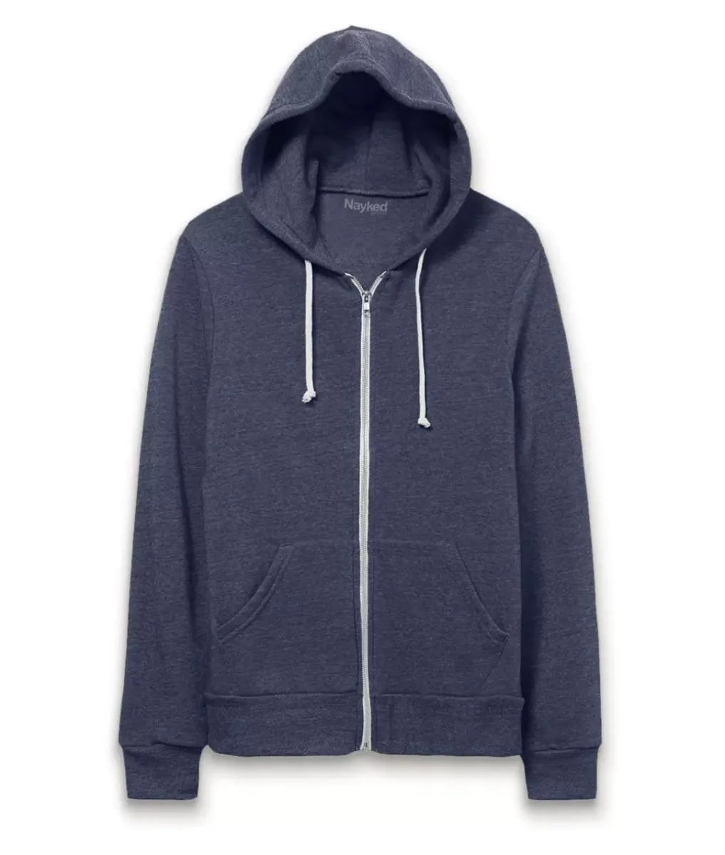 Hot Nayked Apparel Men'S Ridiculously Soft Vintage Recycled Fleece Full-Zip Hoodie