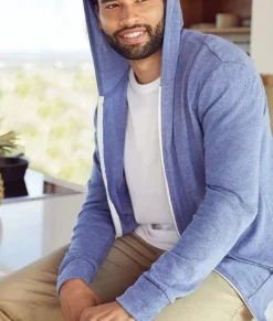 Best Nayked Apparel Men'S Ridiculously Soft Vintage Recycled Full-Zip Hooded T-Shirt