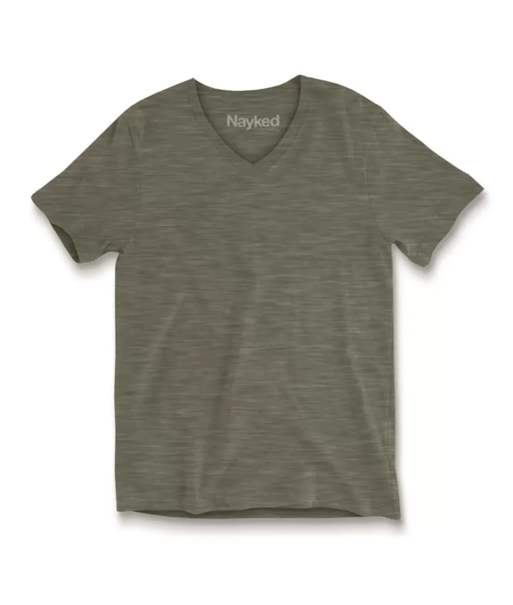 Hot Nayked Apparel Men'S Short Sleeve Slub Jersey V-Neck T-Shirt