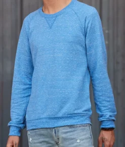 Fashion Nayked Apparel Men'S Soft Snow Heather French Terry Raglan Pullover Sweatshirt