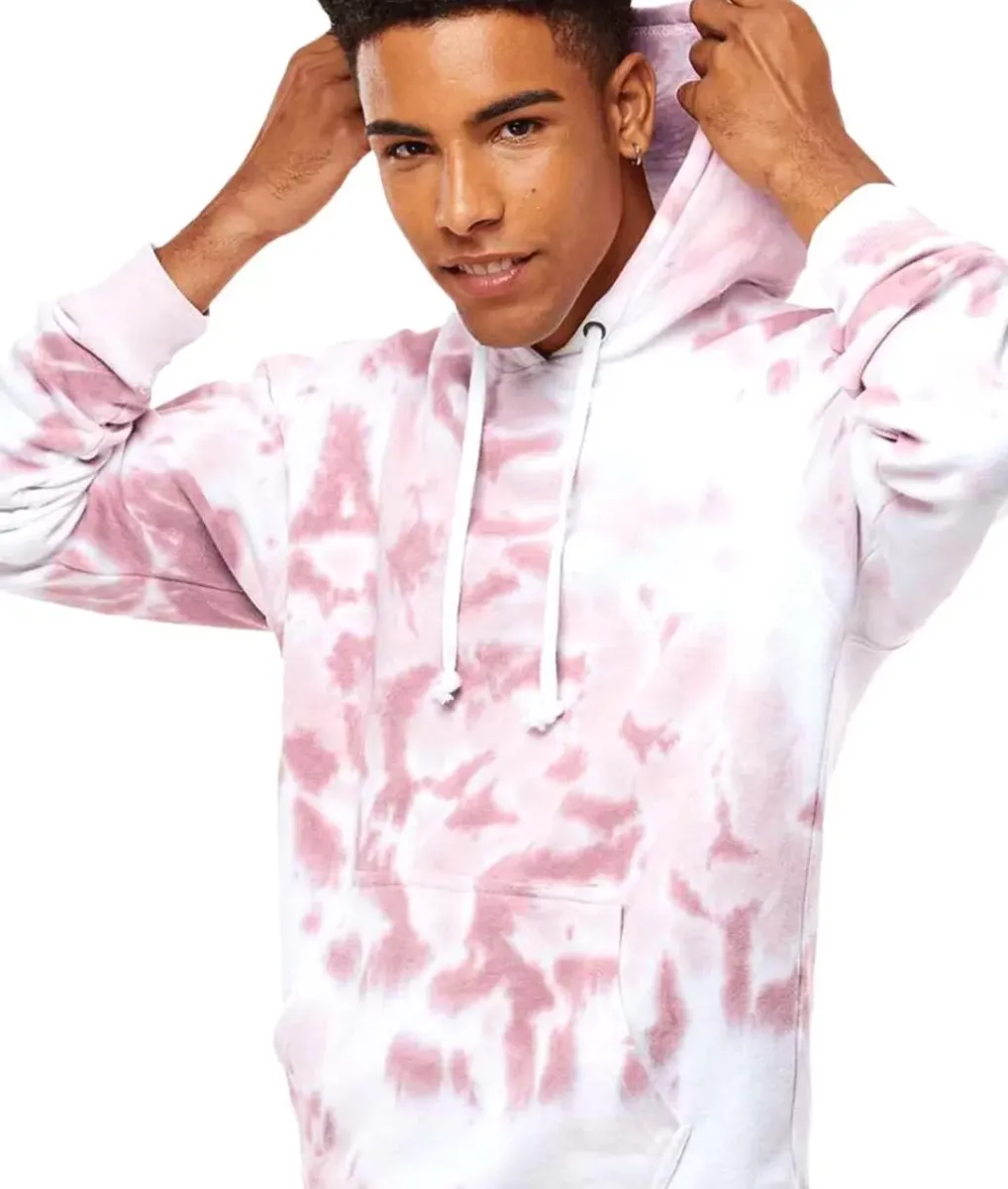 Best Nayked Apparel Men'S Soft Washed Tie Dye Fleece Hoodie