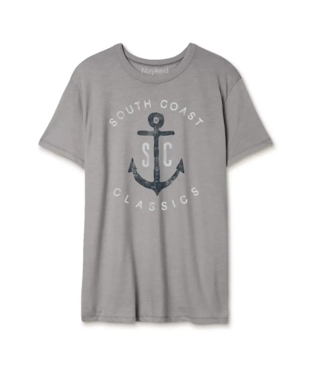 Sale Nayked Apparel Men'S Vintage Soft Cotton Poly Graphic T-Shirt | Sc Anchor