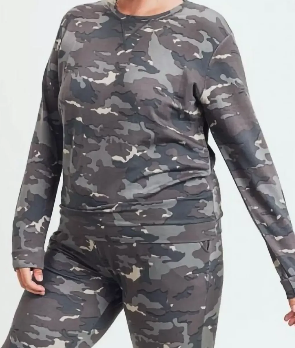 Outlet Nayked Apparel Real Women'S Plus Earth Print Pullover/Discontinued Camo