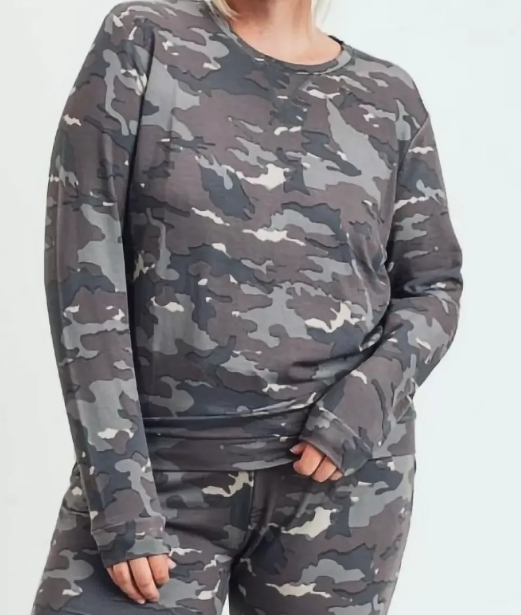 Online Nayked Apparel Real Women'S Plus Earth Print Pullover/Discontinued Camo