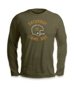 Hot Nayked Apparel Ridiculously Soft Saturday Is Game Day Graphic Long Sleeve Crew Neck T-Shirt