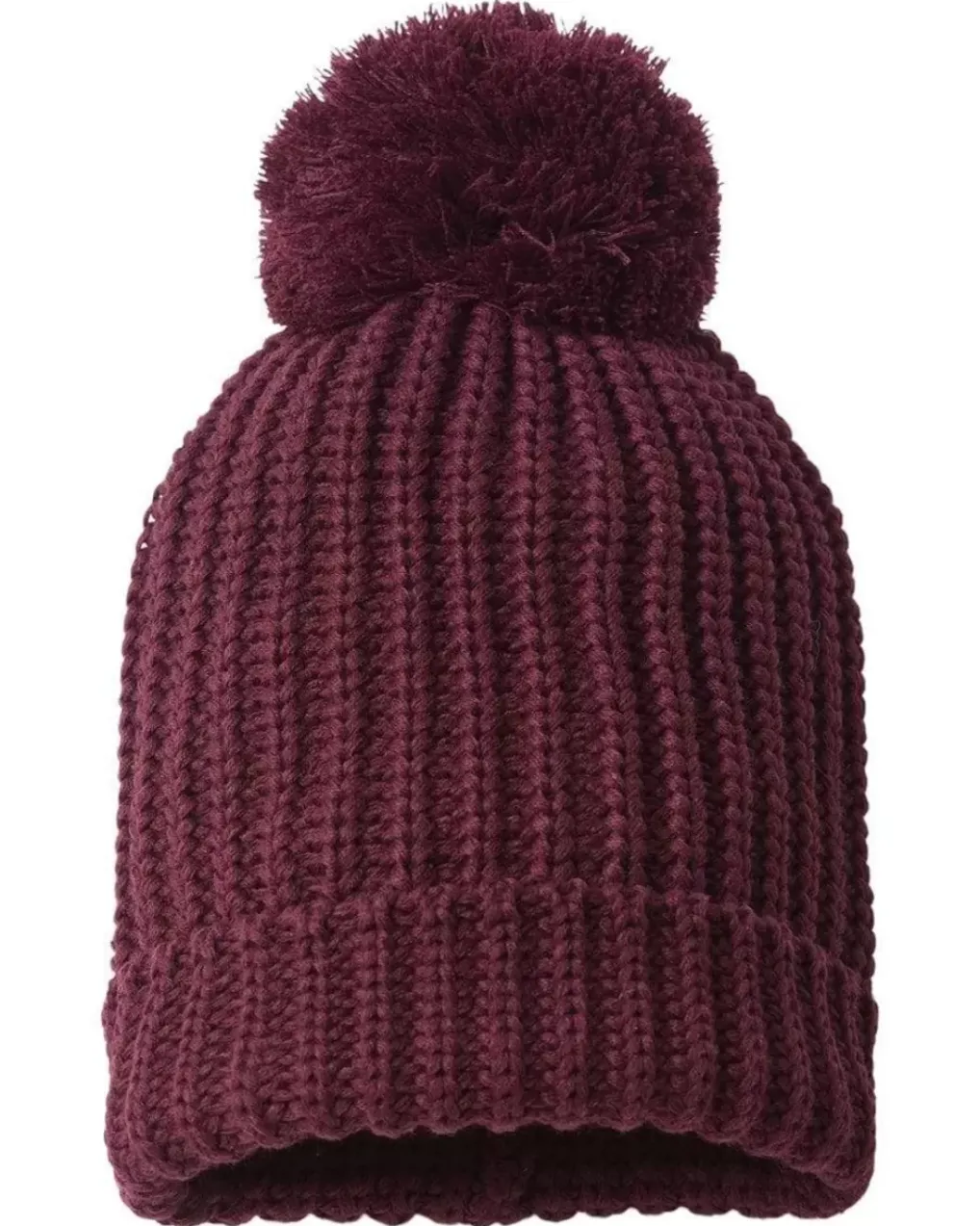 Fashion Nayked Apparel Soft Chunky Knit Two-Tone Hat With Pom Pom And Solid Color Beanie With Pom Pom And Cuff