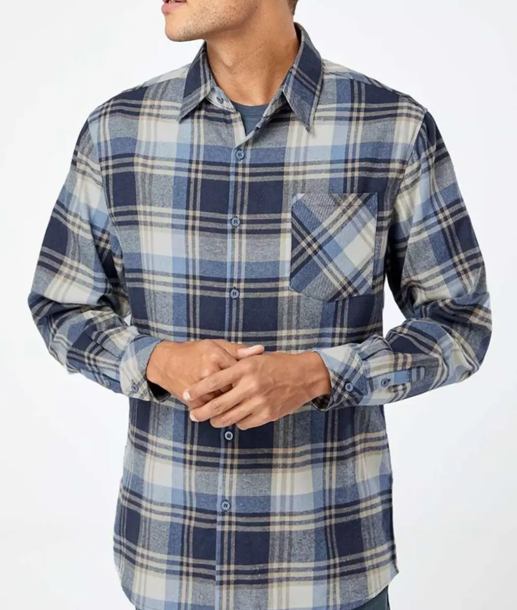 Clearance Nayked Apparel Soft Flannel Plaid Shirt With Chest Pocket