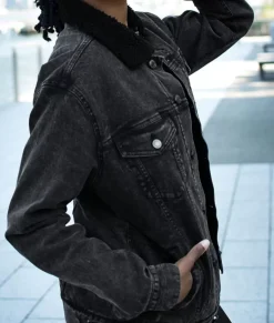 Best Nayked Apparel Unisex Soft Sherpa Lined Vintage Denim Jacket