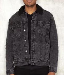 Best Nayked Apparel Unisex Soft Sherpa Lined Vintage Denim Jacket