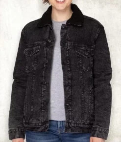 Hot Nayked Apparel Unisex Soft Sherpa Lined Vintage Denim Jacket