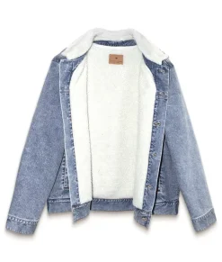 Hot Nayked Apparel Unisex Soft Sherpa Lined Vintage Denim Jacket