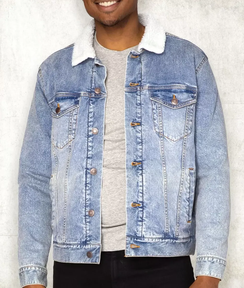 Fashion Nayked Apparel Unisex Soft Sherpa Lined Vintage Denim Jacket