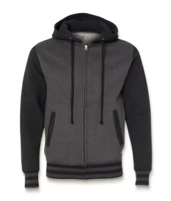 Fashion Nayked Apparel Varsity Full-Zip Hooded Fleece Jacket