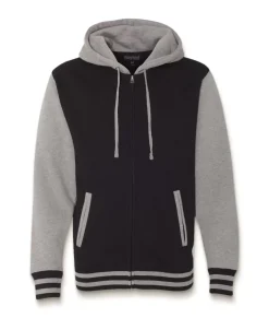 Clearance Nayked Apparel Varsity Full-Zip Hooded Fleece Jacket