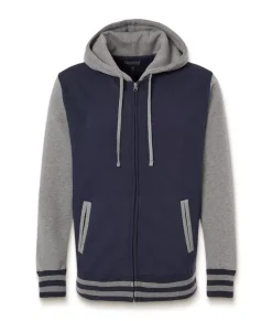 Clearance Nayked Apparel Varsity Full-Zip Hooded Fleece Jacket