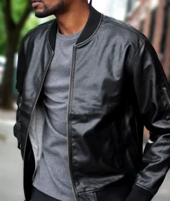 Fashion Nayked Apparel Vegan Leather Recycled Bomber Jacket