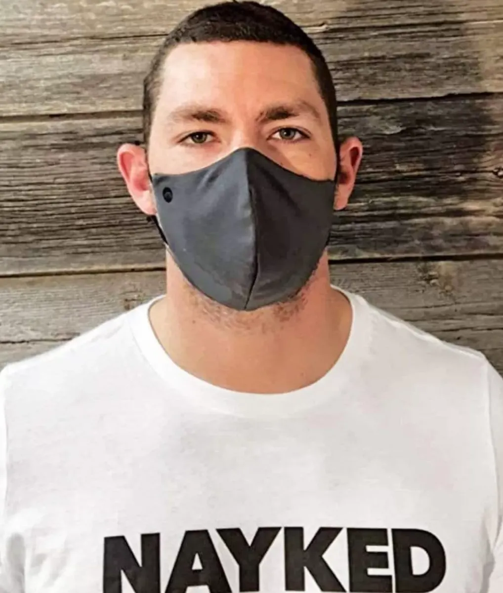 Discount Nayked Apparel Water Repellent All-Day Multi-Layer Cloth Washable Face Covering Mask Graphite